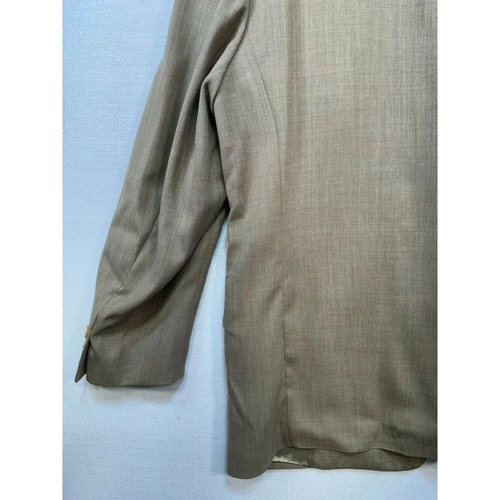 Bachrach Mens Wool Blazer 44R Tan Three-Button Suit Jacket Made In Italy